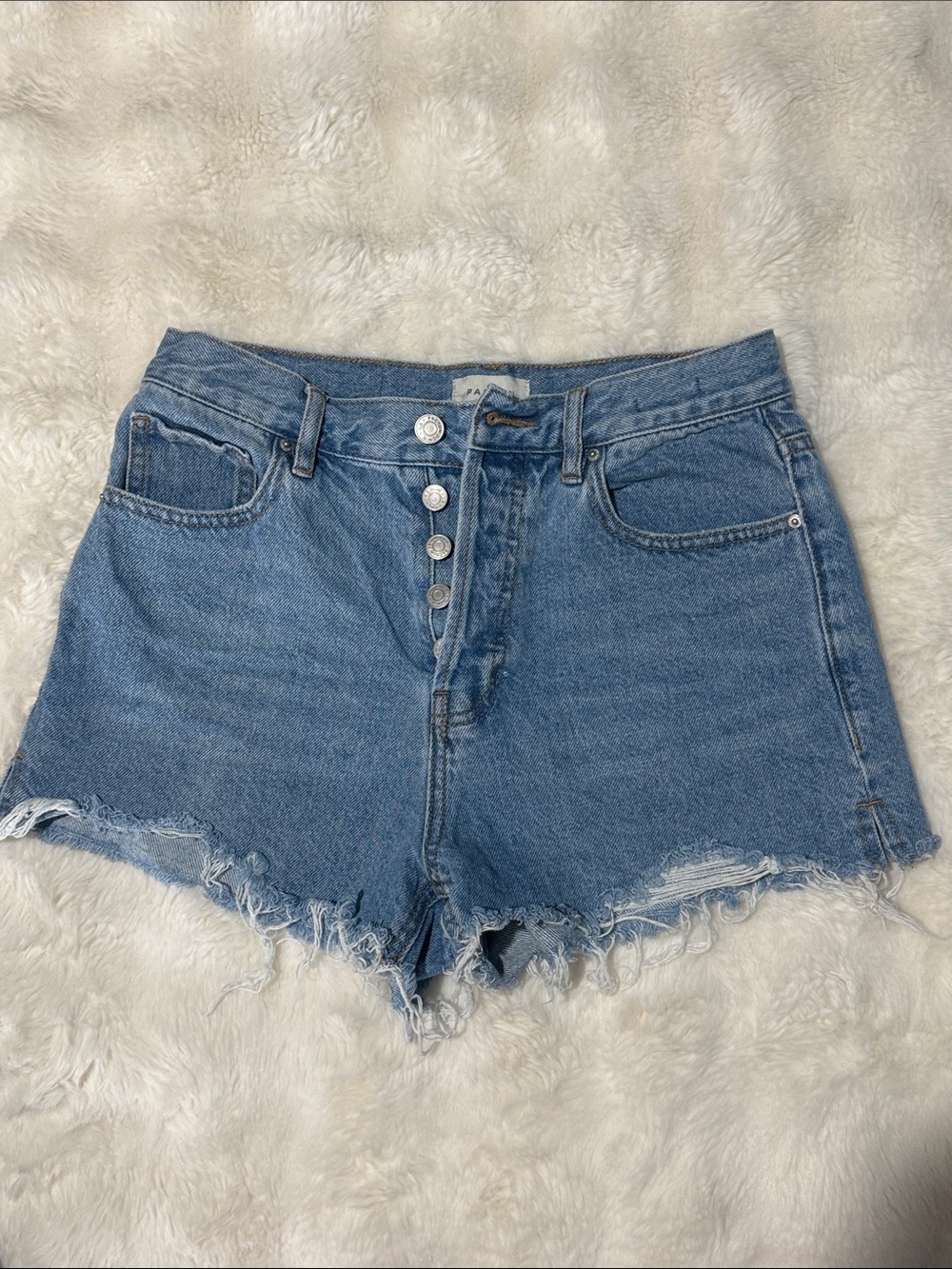 PacSun Vintage High-Rise Frayed Button Fly Denim Shorts 27
